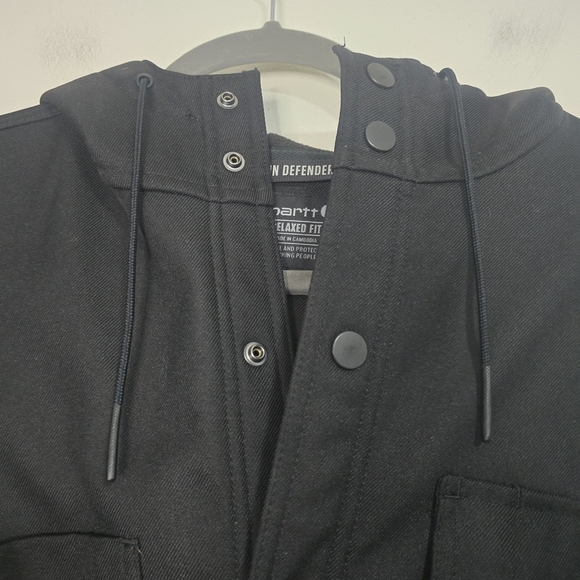 Carhartt Men's Relaxed Fit Rain defender in Black hooded jacket weather Proof - Picture 6 of 12